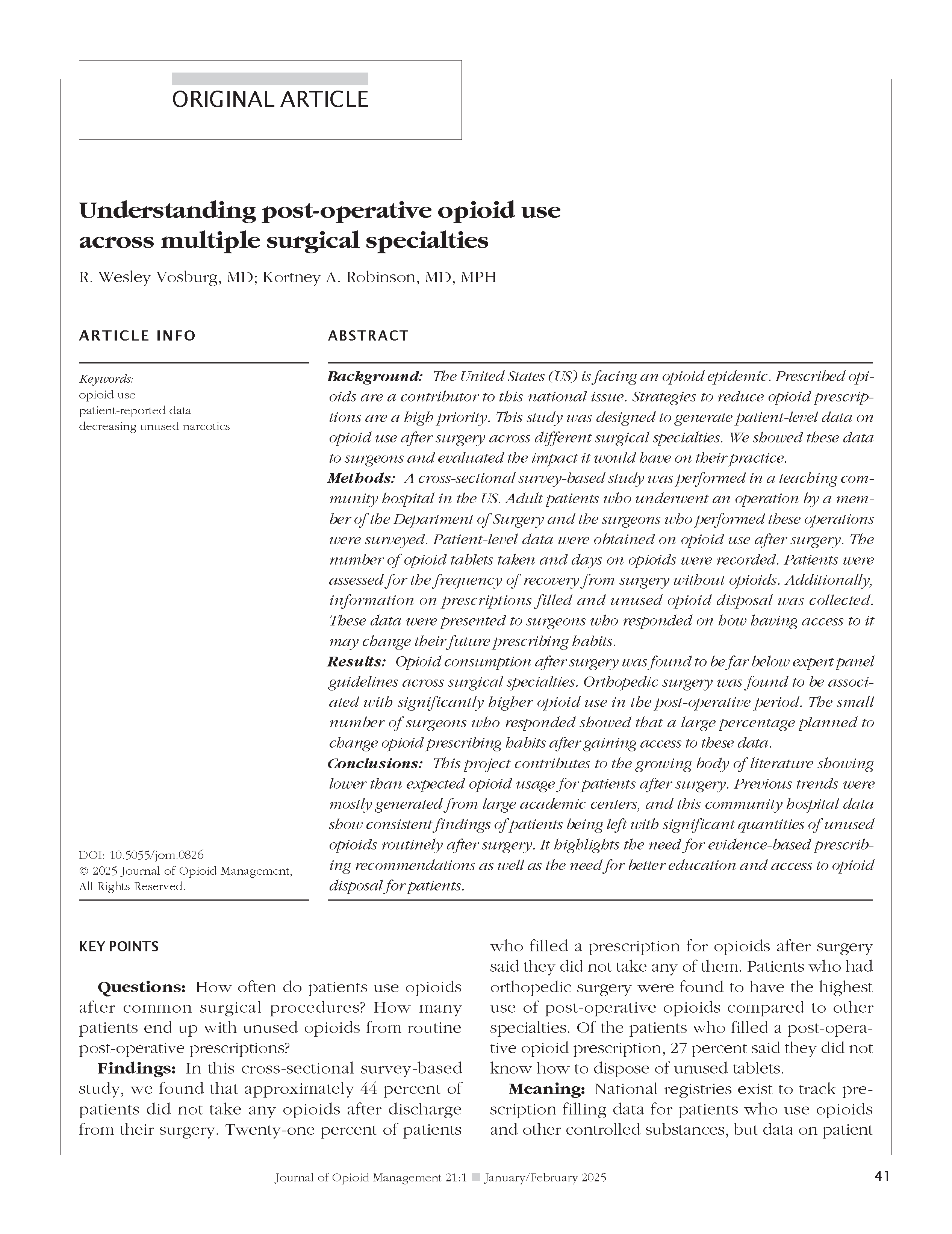 Understanding post-operative opioid use across multiple surgical specialties