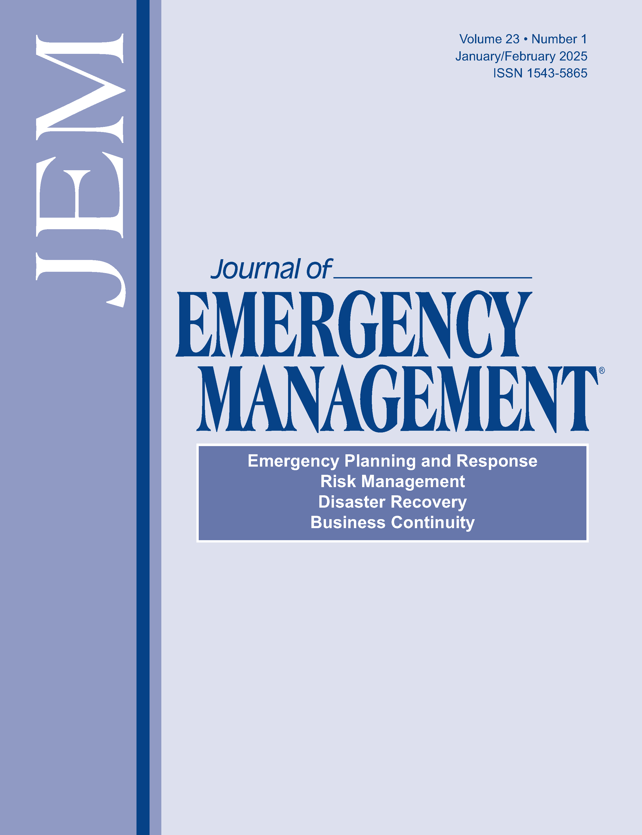 Journal of Emergency Management Cover Page